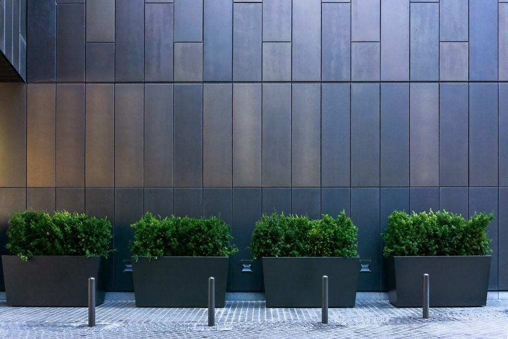 4 outdoor grey commercial planters