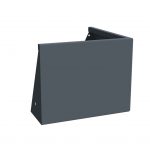 An outside corner piece of steel retaining wall powder coated in RAL 7024 on a white background