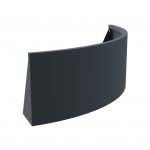 An outside curved piece of steel retaining wall powder coated in RAL 7024 on a white background