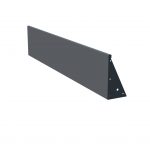 A straight piece of steel retaining wall powder coated in RAL 7024 on a white background